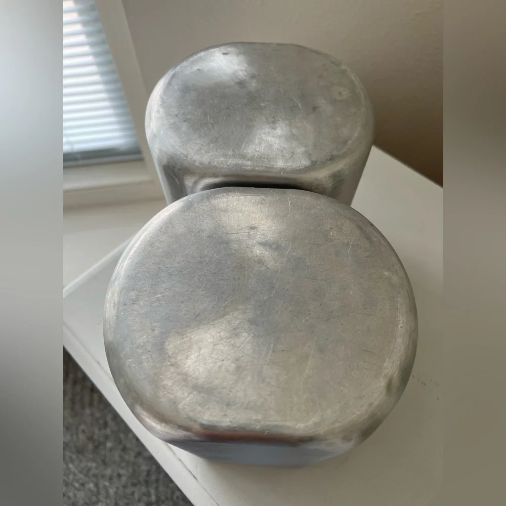 Vintage 1950s MCM Kitchen Aluminum Canisters Lids | Flour And Sugar - Picture 11 of 12